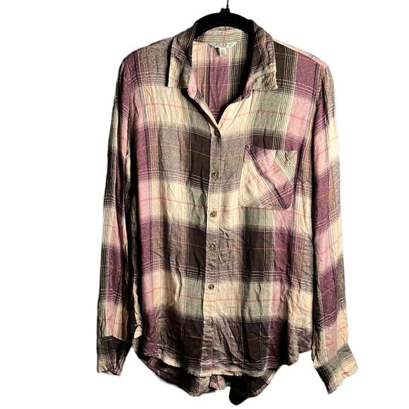 Lucky Brand Plum Plaid Button Down Long Sleeve Shirt Size Small - Picture 1 of 11